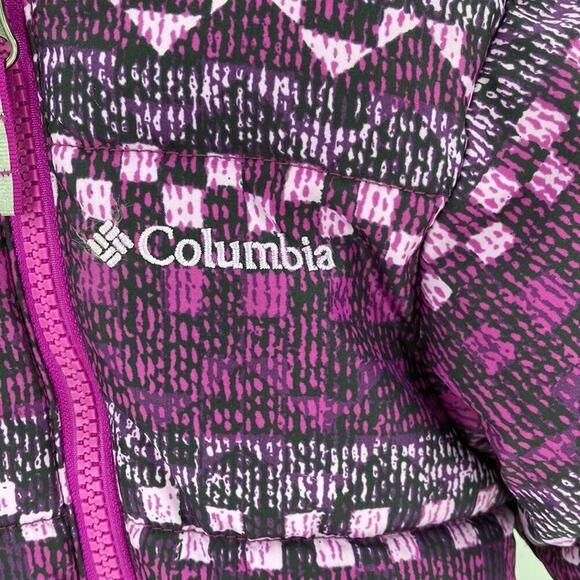 Columbia Snowsuit pink black fleece lined hooded  feet & hand covered size 3-6M - Picture 4 of 6